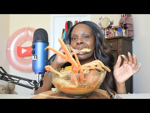 SPICY HOT CRAB LEGS ASMR EATING SOUNDS (Sold My Jeep) 🦀