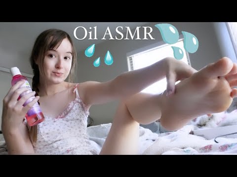 ASMR oiling my legs + feet (WET) 💦