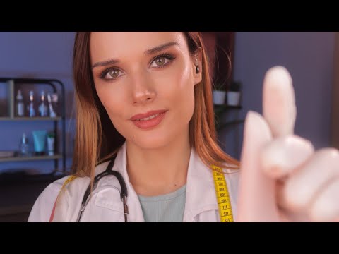 ASMR Medical Roleplay : Up Close Face Exam in Soft Spoken for Sleep , Face Touching