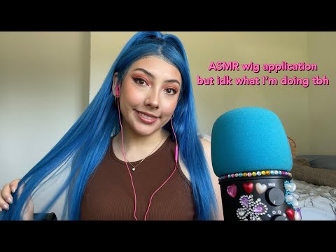 ASMR trying to glue my wig down but idk what I’m doing 💘 ~sizzling + spraying sounds~ | Whispered