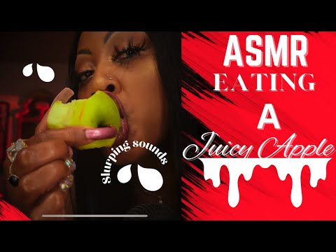 ASMR Intense Triggers Eating Apple Crunching Slurping Wet Mouth Sounds | Trying On Red Lipstick