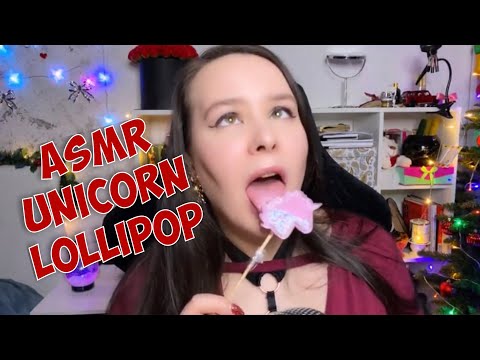 ASMR unicorn lollipop licking mouth sounds 💋