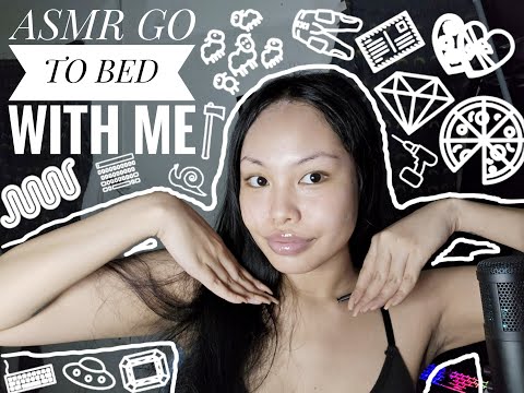 ASMR GO TO BED WITH ME, SKIN CARE, WHISPERING, MOUTH SOUNDS, CRINKLING, TAPPING