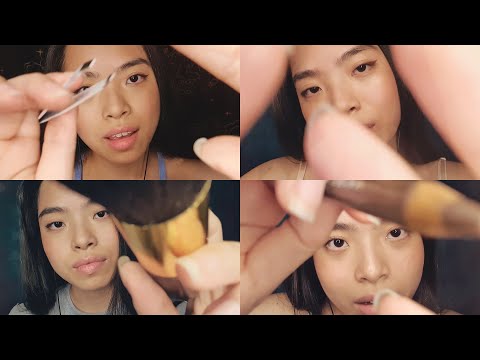 [ASMR] 1 Hour of Sleepy Personal Attention ✧ Close Up Face Touching/Brushing & Whispered Comfort Zzz