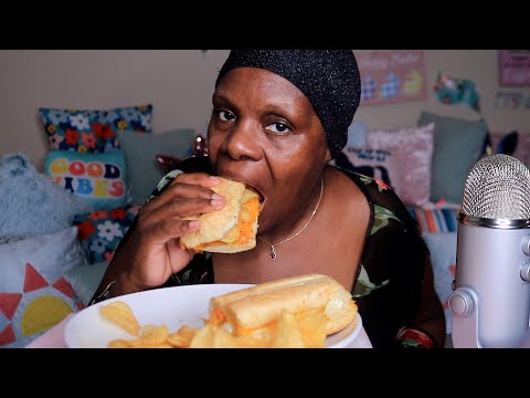 POTBELLY ONIONS PEPPERS GRILL CHEESE ASMR EATING SOUNDS