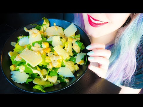 ASMR: Crispy Caesar Salad with Parmesan & Croutons ~ Relaxing Eating Sounds [No Talking | Vegan] 😻