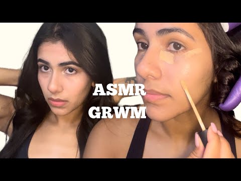 ASMR GRWM RP Makeup tapping / layered sounds / picking an outfit