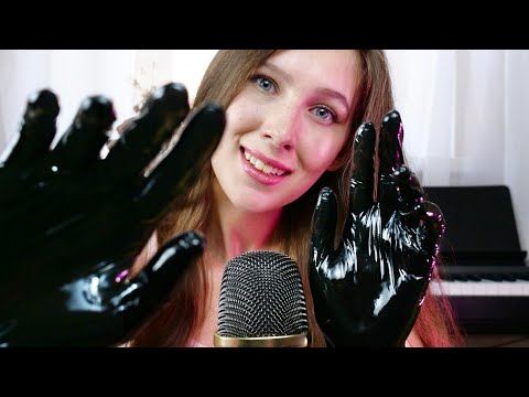 ASMR Latex Gloves with Oil Sounds 💕 [Mouth Sounds, Talking, Handmovements]