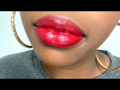 ASMR Matte and Glossy Red Lipstick Application (Beginnar Friendly tutorial)....Rainy sounds