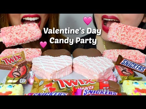 ASMR VALENTINE'S DAY CANDY PARTY 발렌타인 데이 파티 리얼사운드 먹방 | Kim&Liz ASMR
