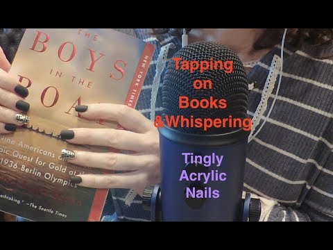 ASMR Book Tapping With Acrylic Nails.  Close Whispers.