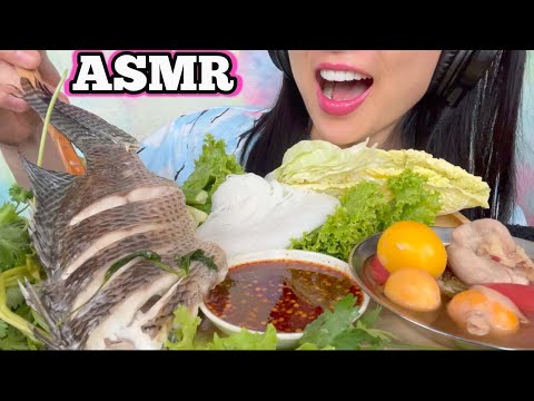 ASMR THAI FOOD *STEAMED TILAPIA + VEGGIES (EATING SOUNDS) LIGHT WHISPERS | SAS-ASMR