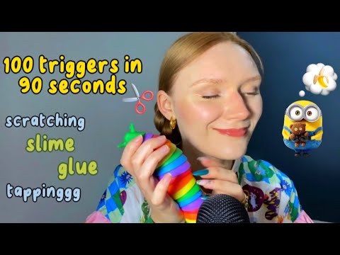 100 triggers in 90 seconds 🐛SLIME,GLUE,WATER asmr 🍌