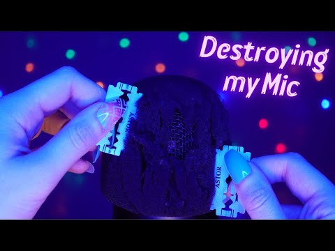 Asmr Mic Scratching - Brain Scratching with Double Edge Blade | Destroying my Mic | Asmr No Talking