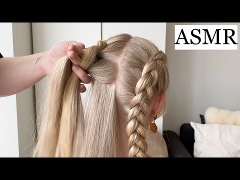 ASMR | SATISFYING HAIR STYLING W. FRIEND 💖 Beautiful Dutch Braids (hair play, brushing, no talking)