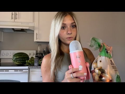 ASMR| CLOSE CLICKY WHISPER- MY GROCERY PURCHASES/ TRACING/LIGHT TAPPING🥑