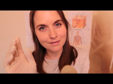 ASMR Face Examination and Massage (Whispered Roleplay, Face Touching, Glove Sounds, Light Triggers)