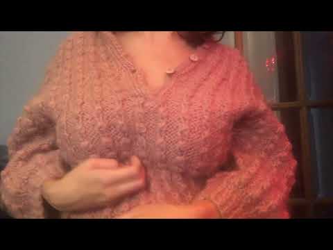 ASMR scratching rubbing Bra & pink sweater