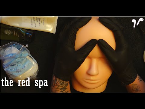 ASMR skin care on doll and chatting ( ramble, facial, latex gloves, mannequin, whispered, dutch)