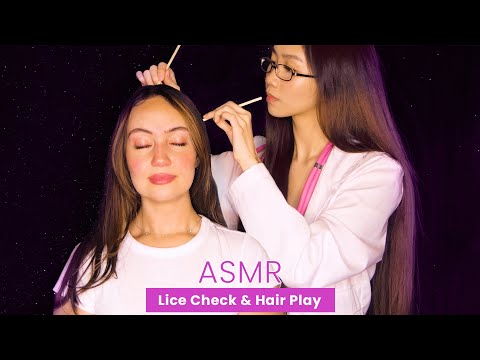 ASMR  Lice Check + RolePlaying + Hair Brushing, Ultra Relaxing Hair Play with Soft Whispers, Tingly