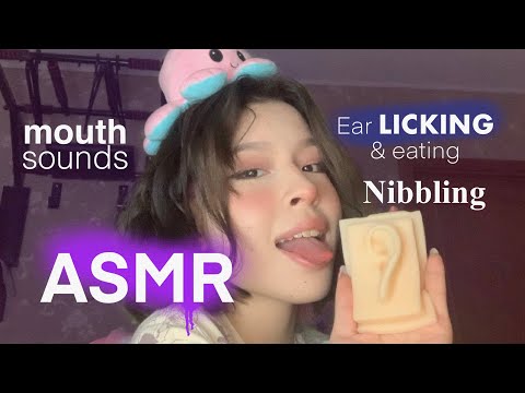 ASMR Ear Licking & Eating | Nibbling | mouth sounds | АСМР Ликинг уха | звуки рта