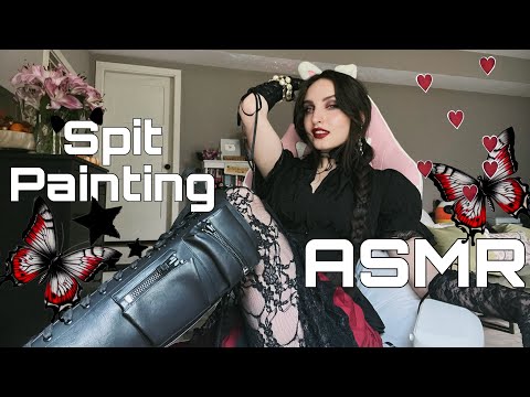 🖤 Spit Painting ASMR 🖤( Chaotic Tingles, Mouth Sounds, Fast Hand Movements )