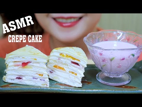 ASMR Mukbang Fruit Mille Crepe cake, soft eating sounds +食べる,咀嚼音,먹방 이팅 | LINH-ASMR