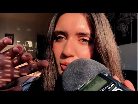 ASMR UP CLOSE finger tracing / light mouth sounds / tingly repeated words