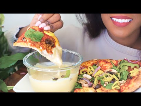 ASMR Eating: Vegan Chorizo Pizza & Cheese Sauce | No Talking
