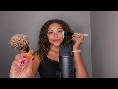 ASMR Face Brushing - Brushing My Face And YOURS! (Mouth Sounds & Personal Attention)