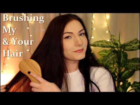 ASMR Brushing My & Your Hair  (soft spoken, binaural hair brushing, tapping)