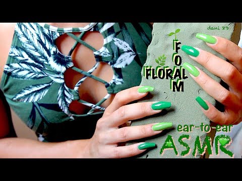 💚ALL GREEN💚ASMR ♥ Playing with Floral Foam ❀ So satisfying 💚 poking, tapping, breaking, scratching 🎧