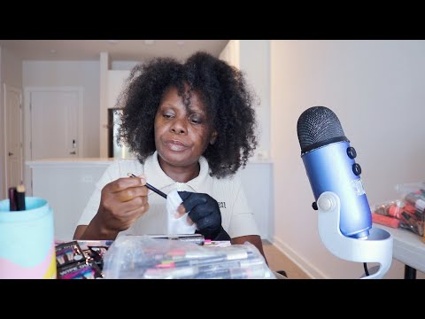 CLEANING MAKEUP BRUSHES AND LINER PENCILS ASMR ORGANIZING