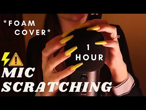 ASMR - [1 hour version] FAST INTENSE MIC SCRATCHING with FOAM cover 🎤⚡️🤤