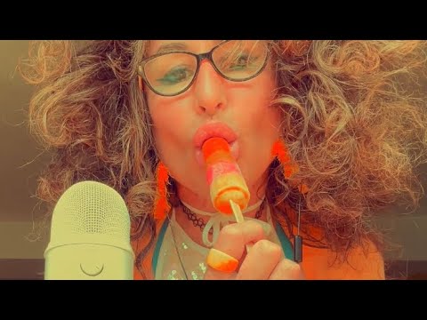 ASMR summer popsicle - slurpy mouth sounds and tongue scraping