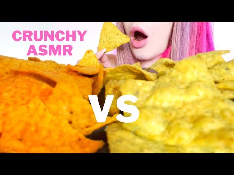 ASMR Eating CRUNCHY Dorito Chips ORANGE VS GREEN (NO TALKING) *crunchy eating sounds*