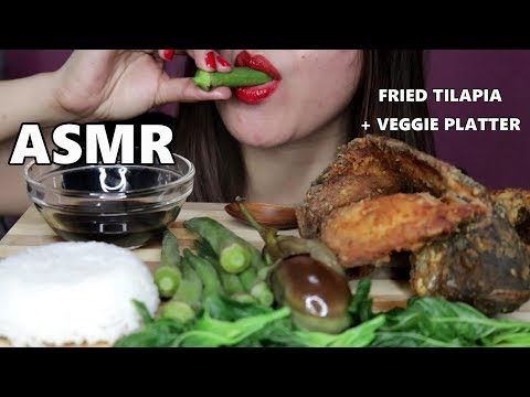Crispy Fried Tilapia + Veggie Platter Eating No Talking Mukbang