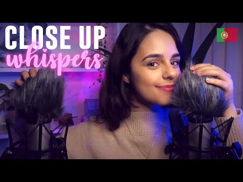 ASMR Ear to Ear CLOSE UP WHISPERING 💖 Portuguese 💤 Relax and fall asleep to a foreign language