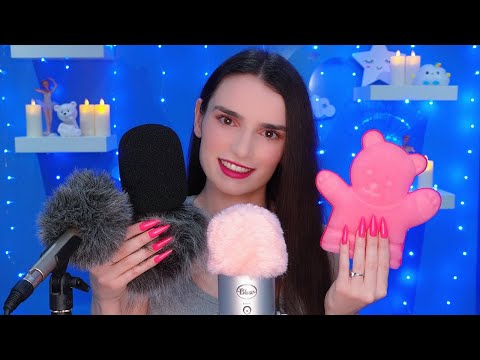 ASMR CLOSE UP WHISPERING & MIC SCRATCHING 💙 Different Mic Covers  & Mic Blowing for Sleep 😴 4K