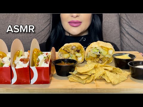 BURRITO, TACOS & CHIPS WITH CHEESE & SOUR CREAM MUKBANG
