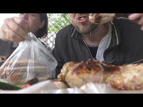 МУКБАНГ Шашлык Мясо птицы поедание / MUKBANG Meat bird Kebab