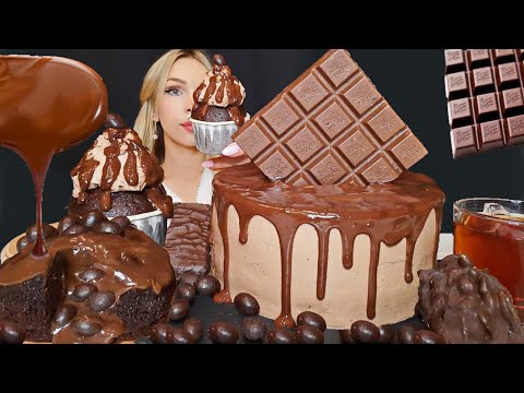 ASMR | CHOCOLATE LAVA CAKE, CAKE with RASPBERRIES, RITTER SPORT 초콜릿 용암 케이크 DESSERT MUKBANG EATING