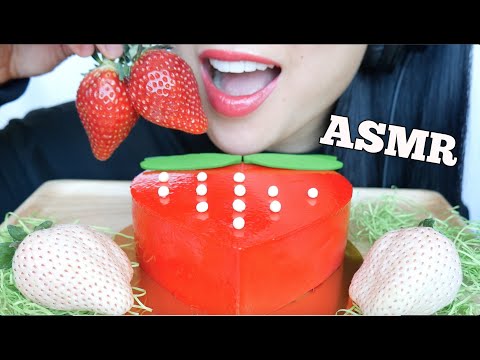 ASMR STRAWBERRY MOUSSE CAKE + FRESH WHITE JAPANESE STRAWBERRY (EATING SOUNDS) NO TALKING | SAS-ASMR