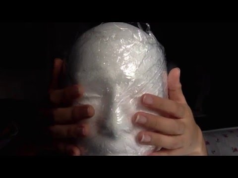 [ASMR] Touching Dummy Head in Saran Wrap (Crinkles, Sticky FIngers)