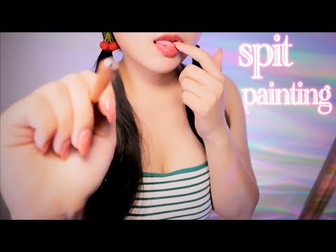 ASMR spit painting drawing on your face🎨  mouth sounds💤✨