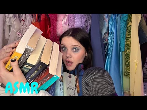 ASMR | Books I haven't read yet 📚 whisper rambles + Book tapping and page turning 💚
