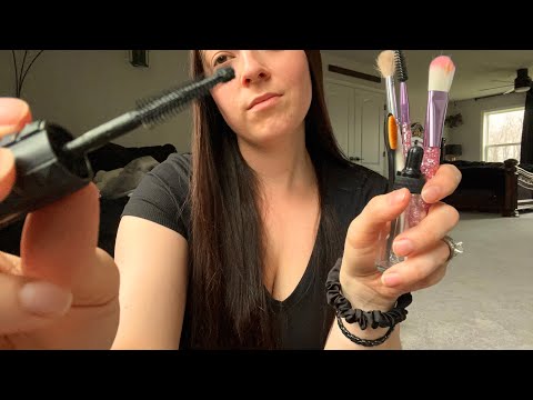 ASMR Applying Mascara on You (lots of different brushing sounds, rummaging, face cleaning)