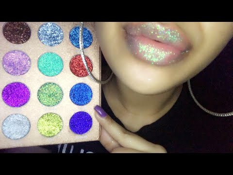 ASMR~ Glitter on Lips Try on + Lipgloss 😍 (A LOT of Mouth Sounds + Whisper) SOO TINGLY