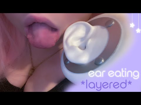 ASMR layered ear eating ♡ (no talking)
