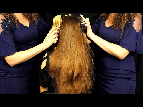 Long Beautiful Hair Brushing ASMR w/ Lucy & Corrina